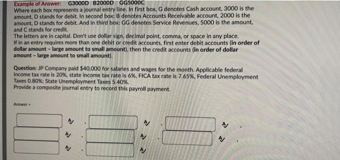 Example of Answer: G3000D B2000D GG5000C Where each box represents a