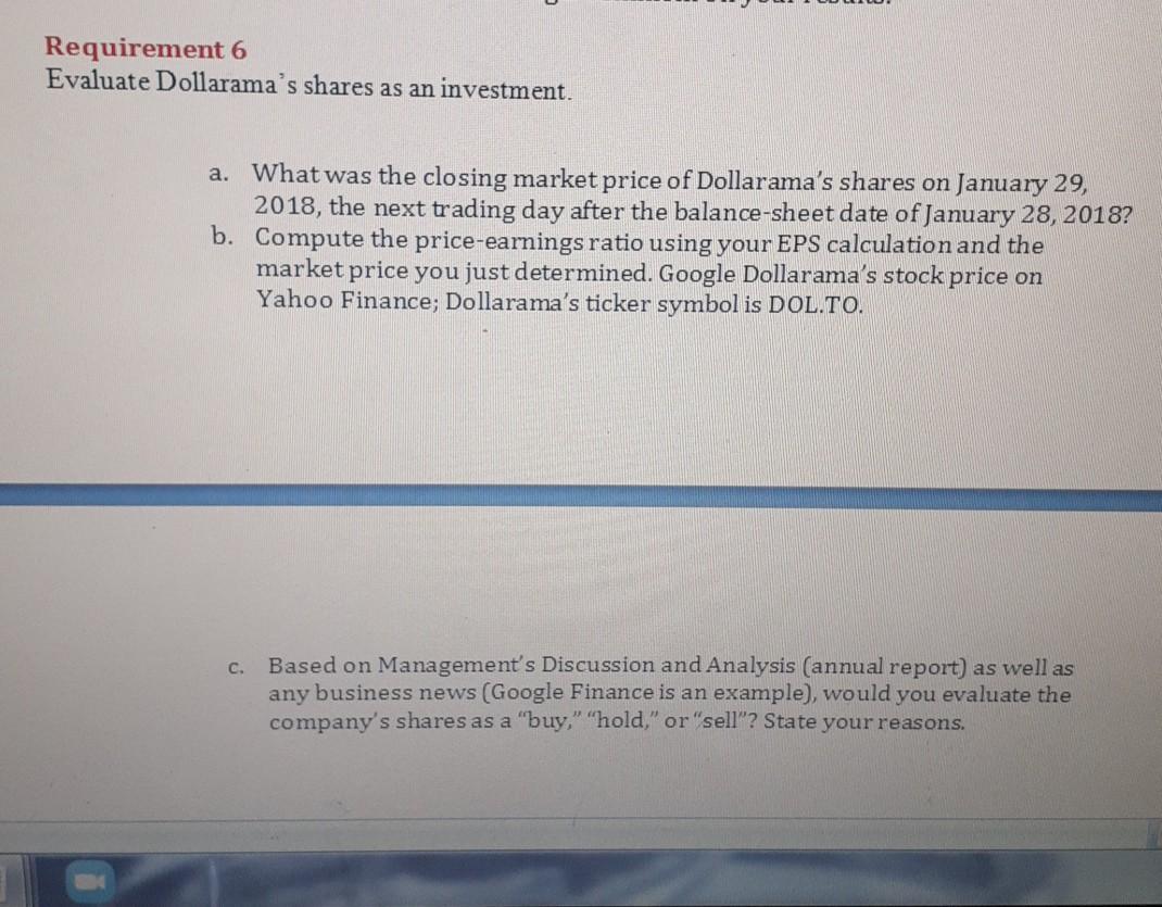 date of January 28, 2018? b. Compute the price-earnings ratio using your
