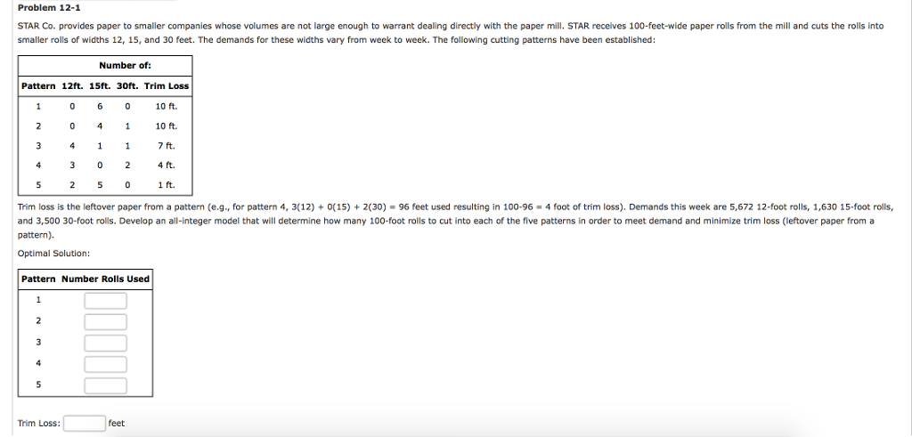 Problem 12-1 STAR Co. provides paper to smaller companies whose volumes