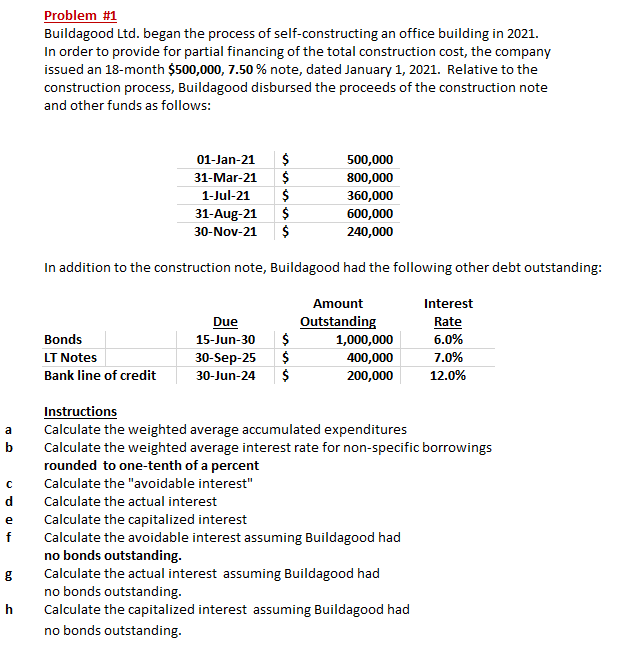  Problem #1 Buildagood Ltd. began the process of self-constructing an office