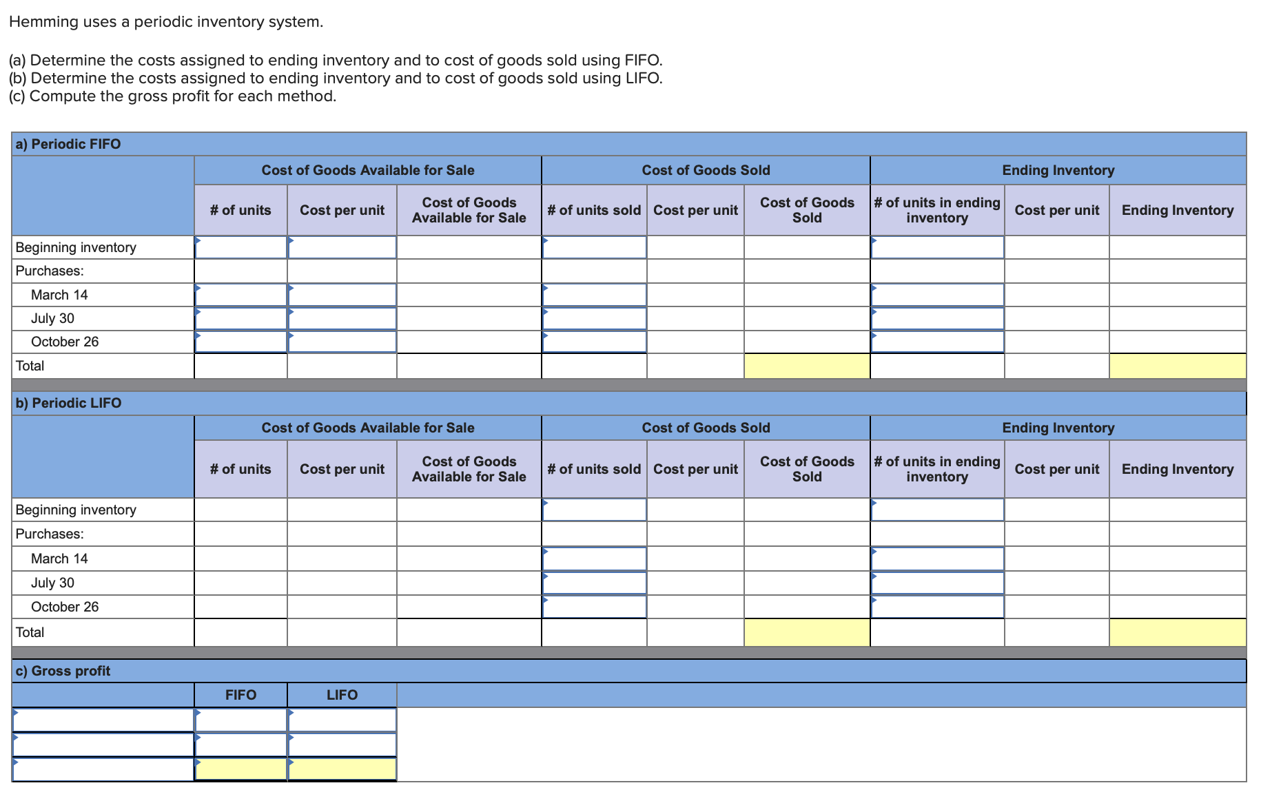 the following information for the Exercises 8-10 below. (Algo) [The following information