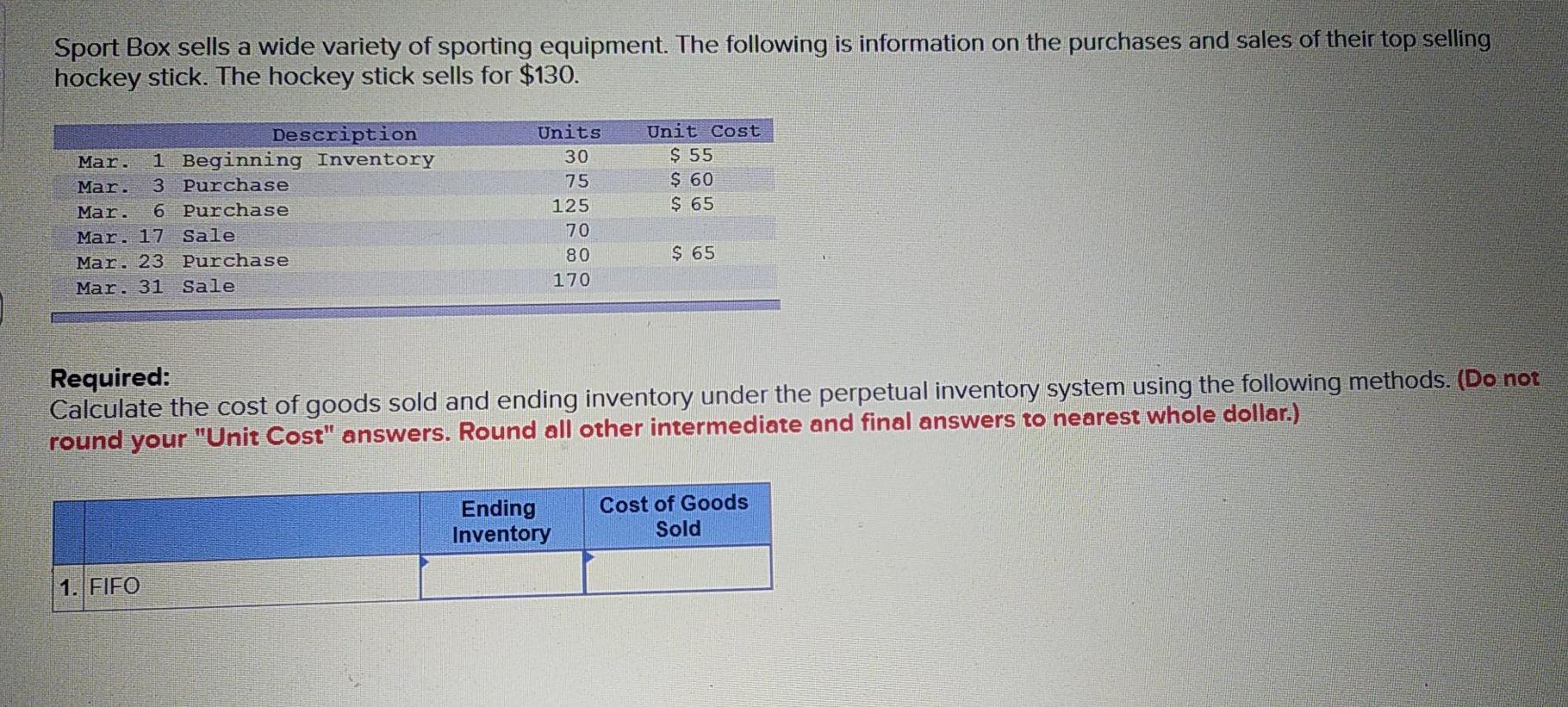 please answer this question fast Sport Box sells a wide variety