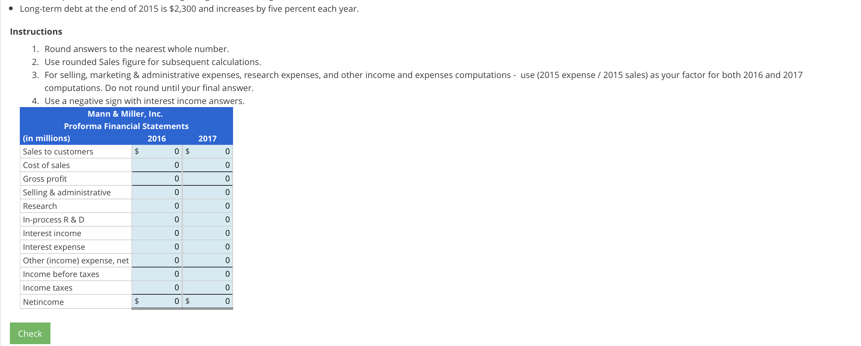 the consolidated statement of earnings for Mann \& Miller, Inc. Required -