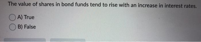 like the S&P 500. A) True B) False The value of shares