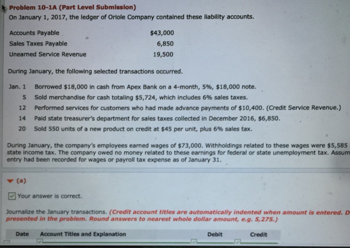  Problem 10-1A (Part Level Submission) On January 1, 2017, the ledger