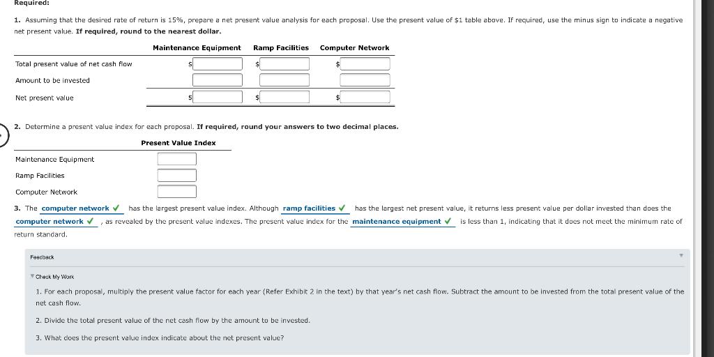company Continental Railroad Company is evaluating three capital investment proposals by using