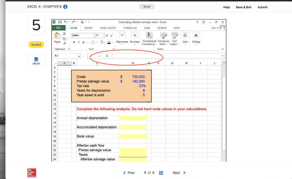 Please show me using excel formula only example (B2/B5,d4*d2), =FV(d3,d4, , ,