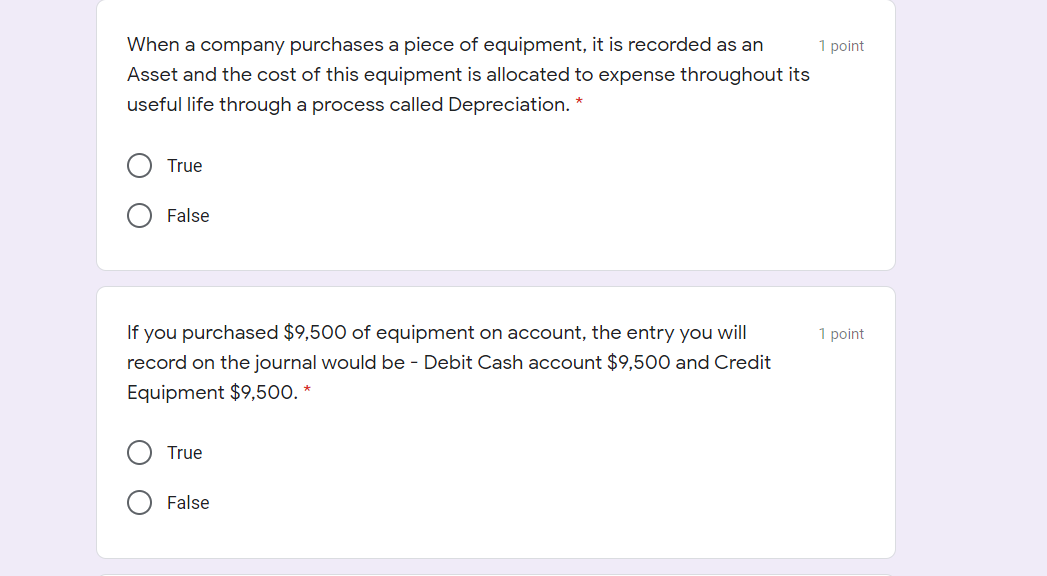 * True False 1 point A trial balance is always correct and