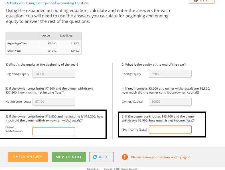  Activity 4.b - Using the Expanded Accounting Equation Using the expanded