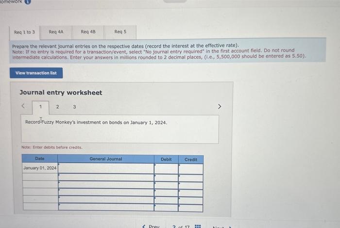 no entry is required for a transaction/event, select "No journal entry required"