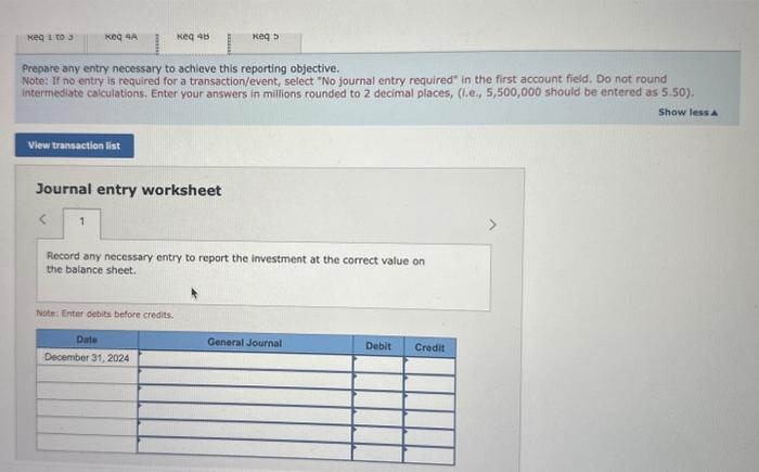the investment at the correct value on the balance sheet. Notei Enter