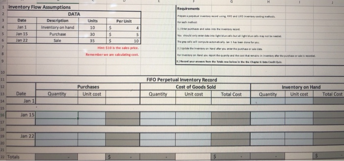  H 1 1 1 Inventory Flow Assumptions 2 DATA 3 Date