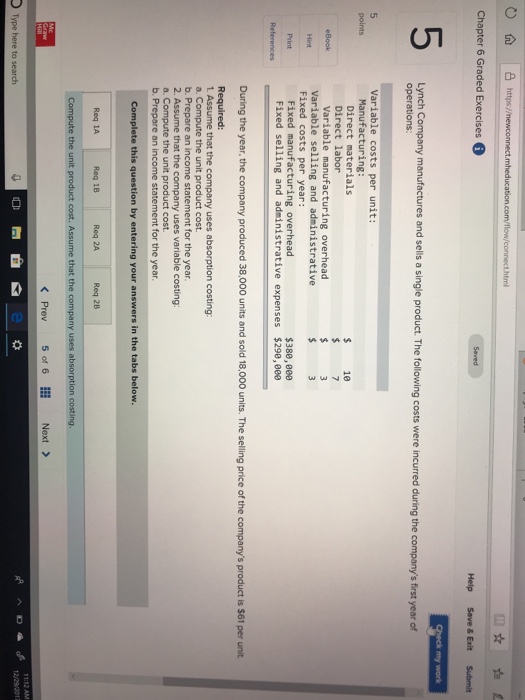  Chapter 6 Graded Exercises Help Save& Exit Submit 5 Lynch Company