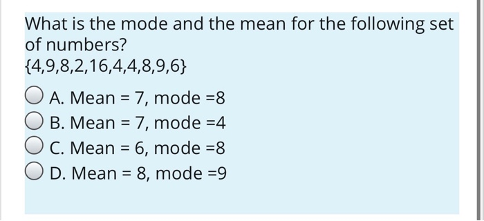  objective question What is the mode and the mean for the