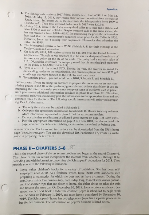 forms. Appendix 4. The Schnappuuts rescive a 2017 federal income tax refund