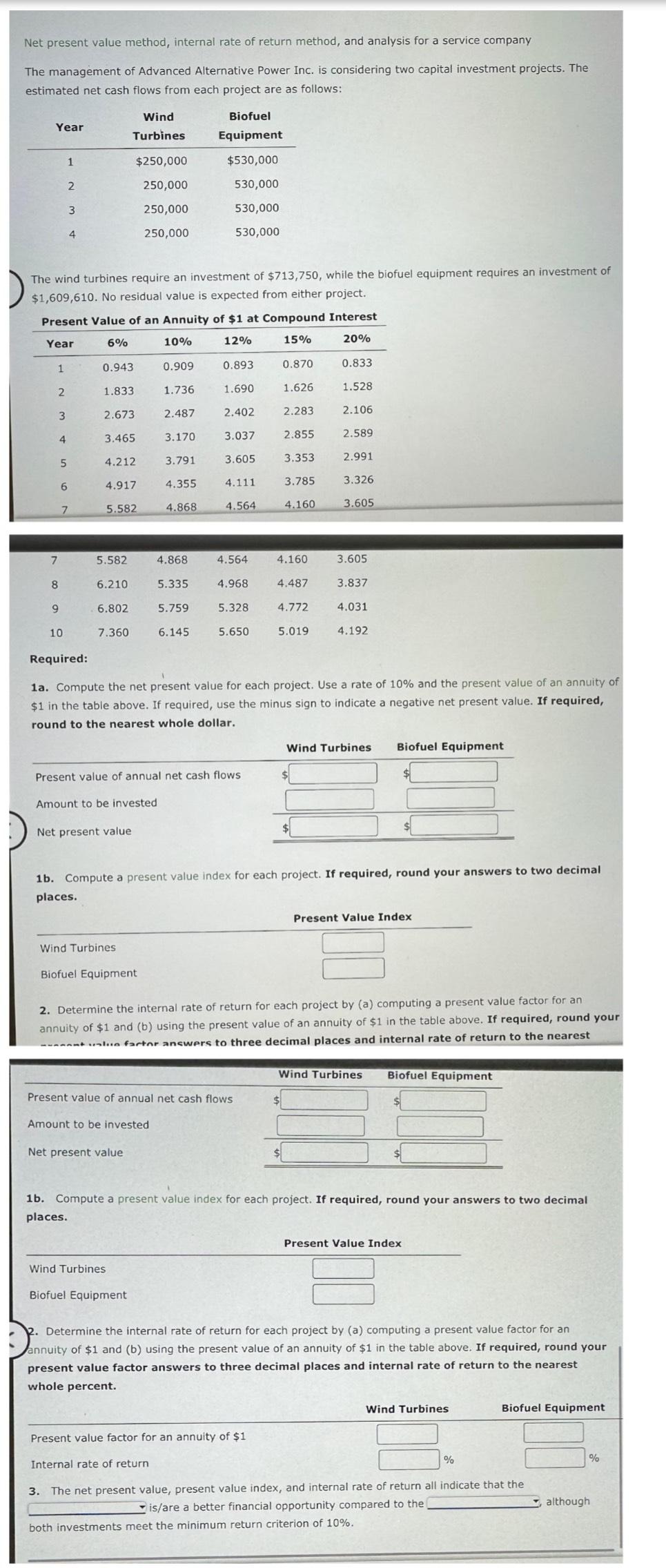 Net present value method, internal rate of return method, and analysis for