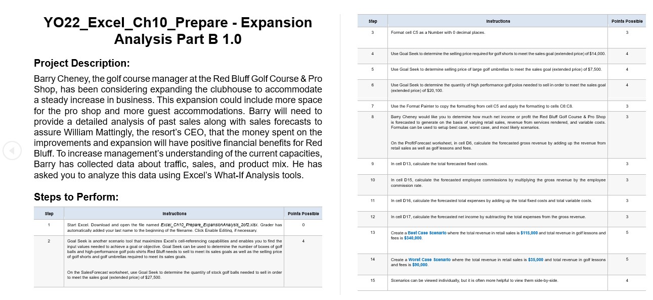  Please help me do this excel assignment by providing me with