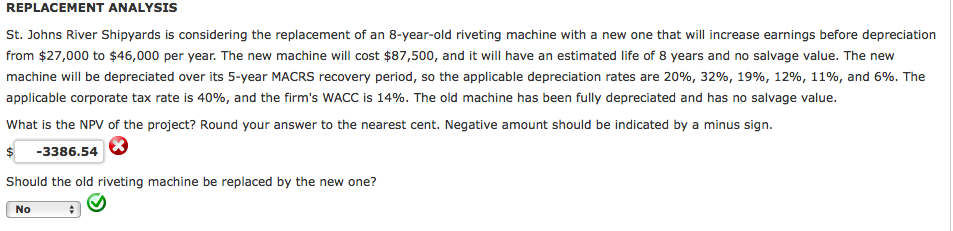 REPLACEMENT ANALYSIS St. Johns River Shipyards is considering the replacement of