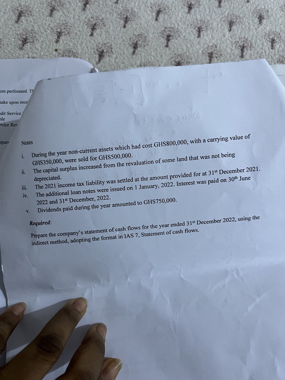 Notes i. During the year non-current assets which had cost GHS800,000,