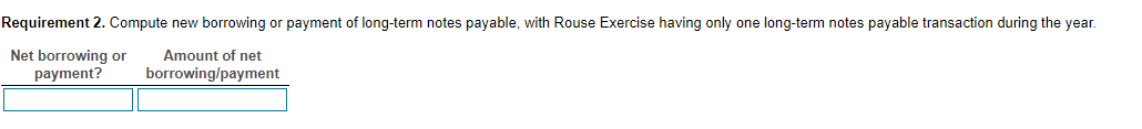 the acquisition was for cash. Rouse Exercise disposed of plant assets at