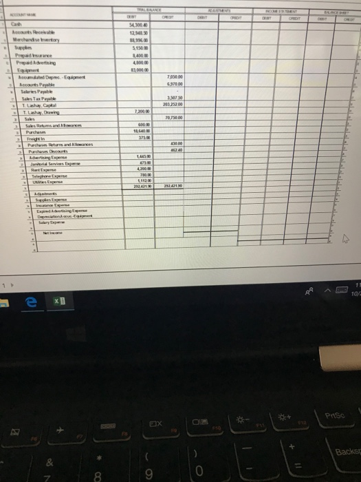  1. Complete the Adjustments section of the work sheet using the