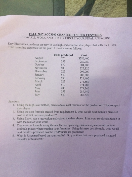  FALL 2017 ACC3300 CHAPTER 10 SUPER FUNWORK SHOW ALL WORK AND