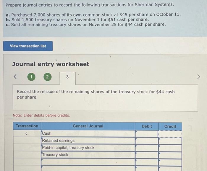 stockholders' equity section of Sherman Systems appears as follows. Common stock-\$10 par