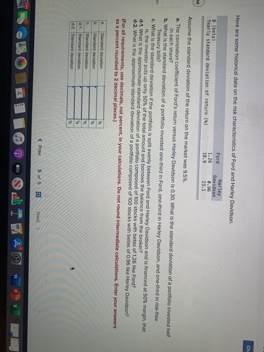  Ch Here are some historical data on the risk characteristics of
