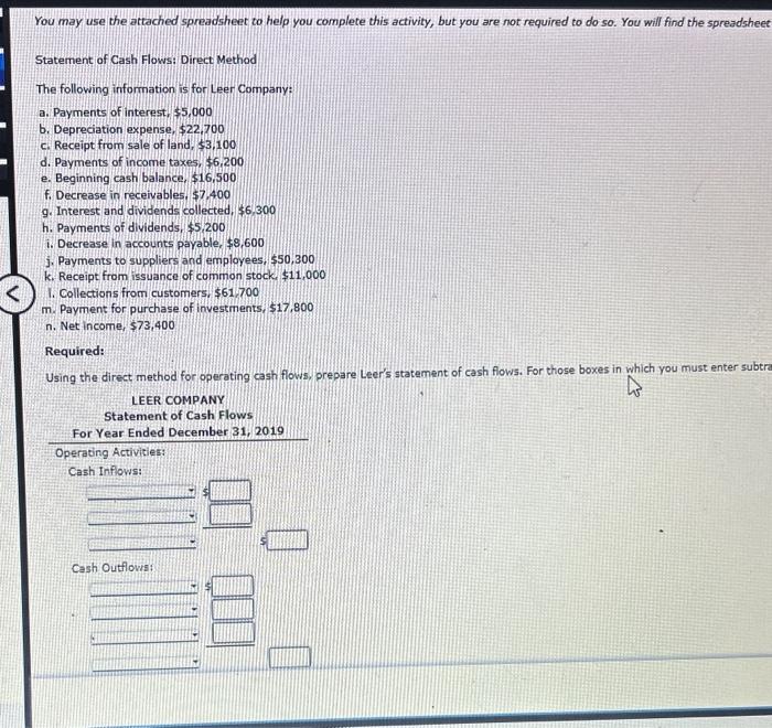  You may use the attached spreadsheet to help you complete this