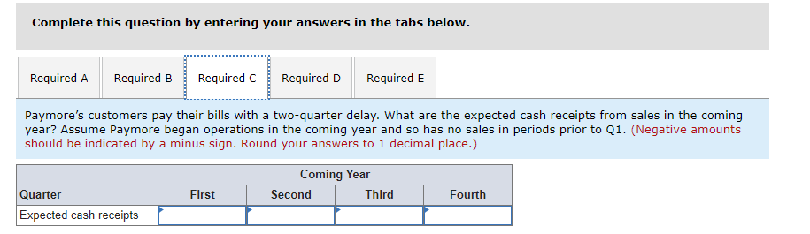 be in each quarter of the coming year if the sales in
