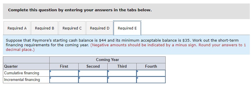 for the next five quarters are as follows? First 379 Quarter in