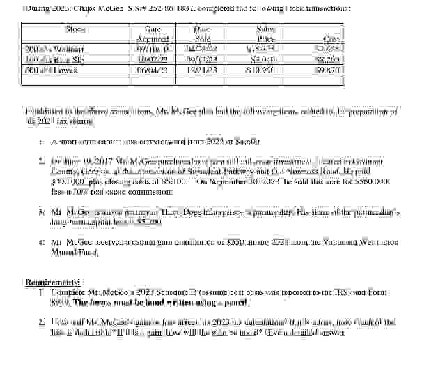  During 2 0 2 3 , Chaps McGee, S . S