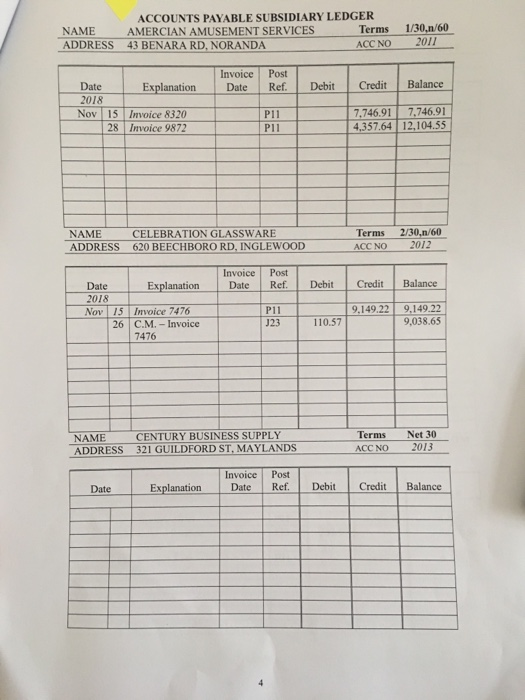 December each year. Information from the journals is posted to the general