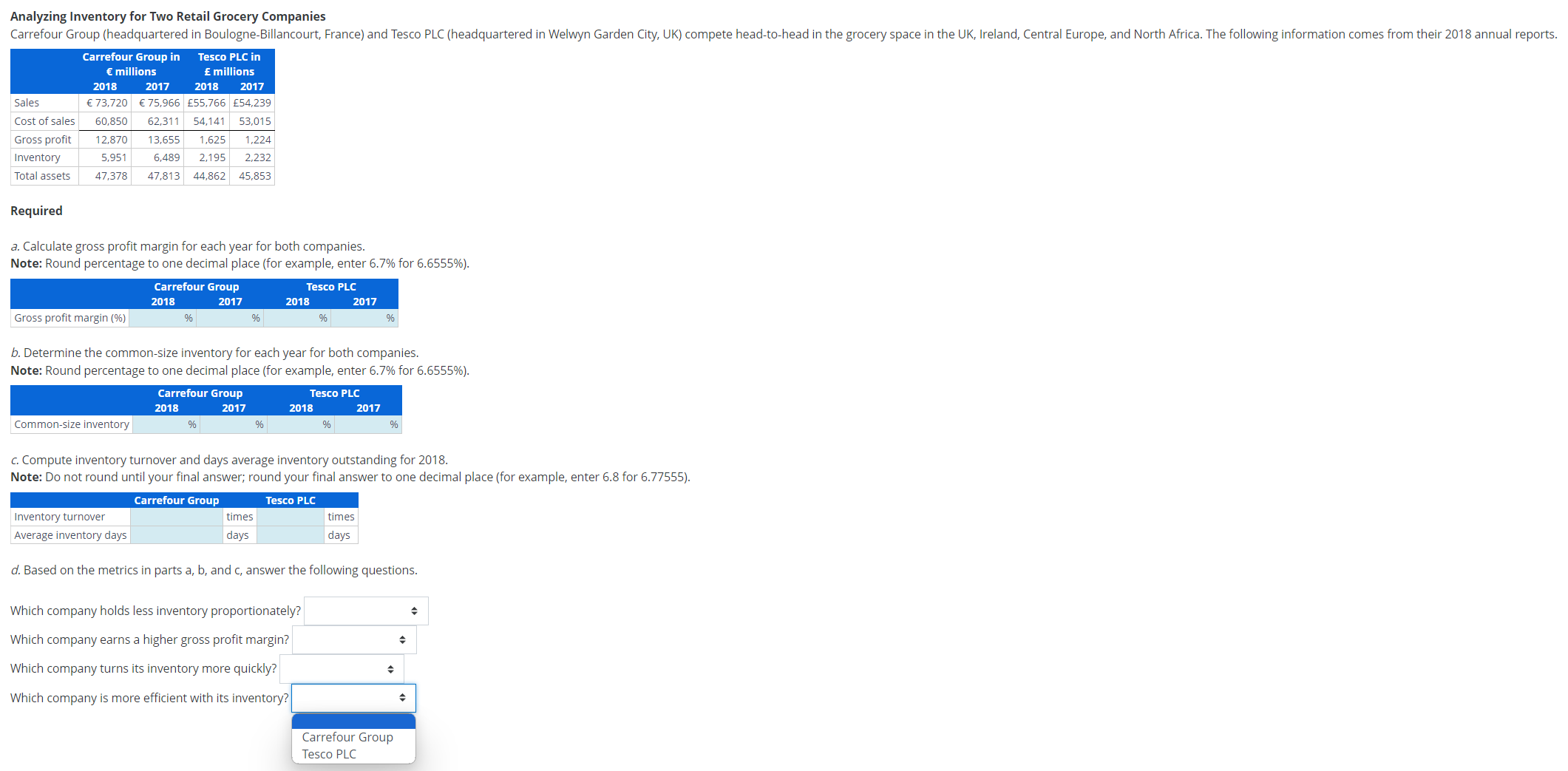 Please show a complete step-by-step solution thank you! Analyzng Inventory for Two
