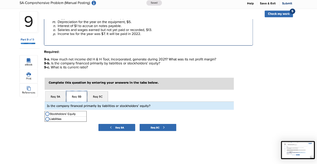 shop (H & H Tool, Incorporated) on January 1, 2020. The annual