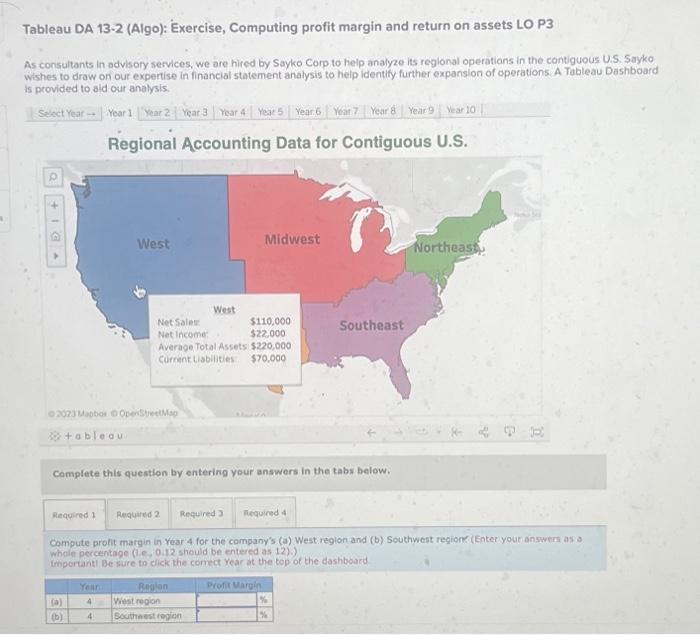  a ableau DA 13-2 (Algo): Exercise, Computing profit margin and return