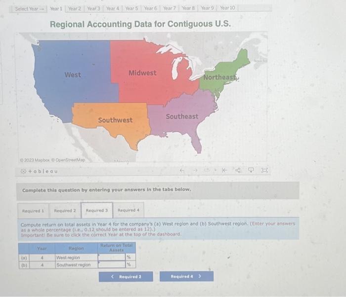 Regional Accounting Data for Contiguous U.S. bitableau Complete this question by enterng