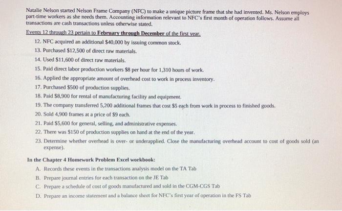 100. Part 1 connected with this problem (additional). Natalie Nelson started Nelson