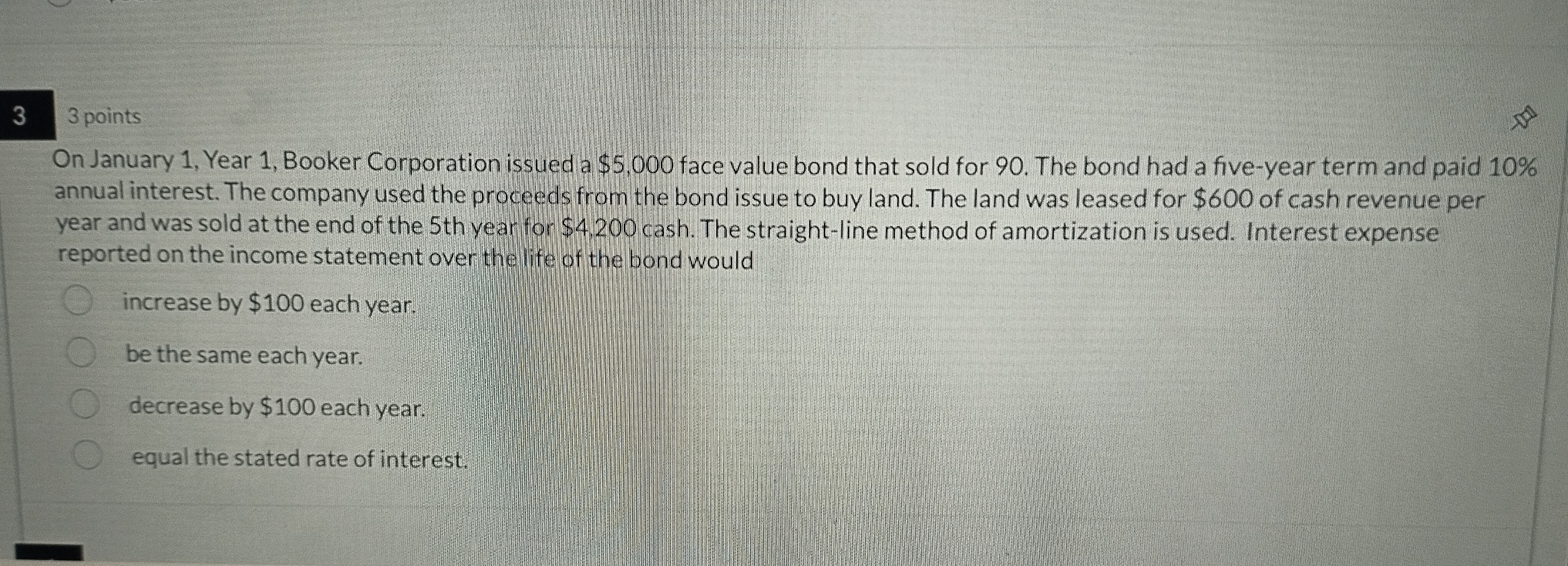  13 points On January 1, Year 1, Booker Corporation issued a