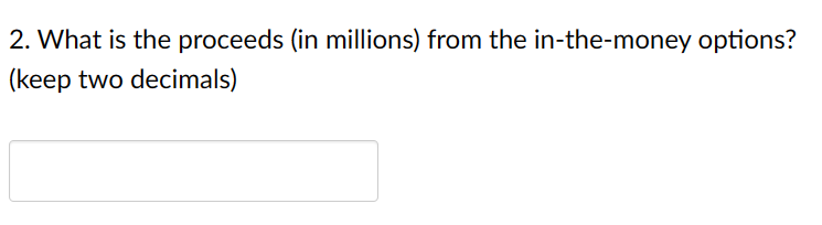 $50; Basic shares outstanding: 80 (in millions). 1. What is the total