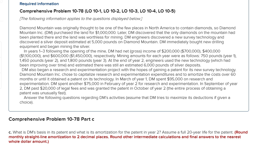 Required information Comprehensive Problem 10-78 (LO 10-1, LO 10-2, LO 10-3,