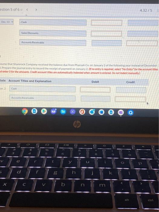 transactions are for Shamrock Company On December 3, Shamrock Company sold 5
