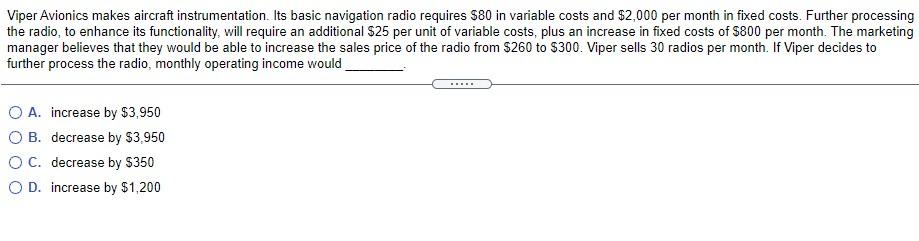  Viper Avionics makes aircraft instrumentation. Its basic navigation radio requires $80