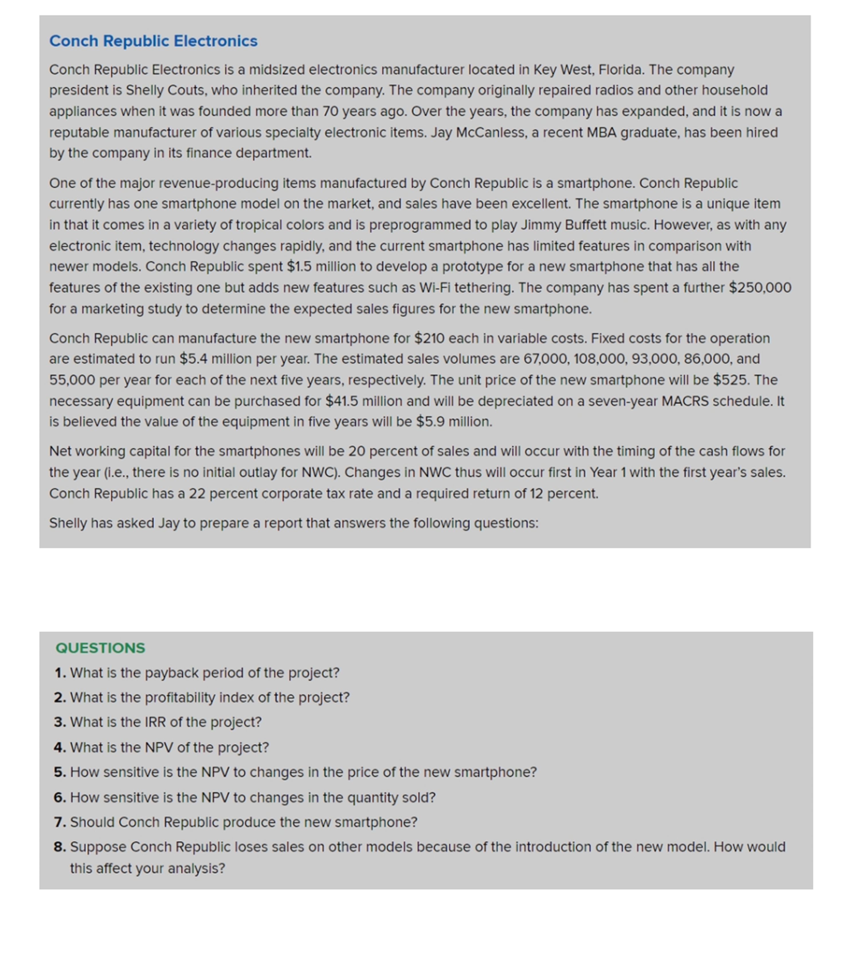  Conch Republic Electronics Conch Republic Electronics is a midsized electronics manufacturer