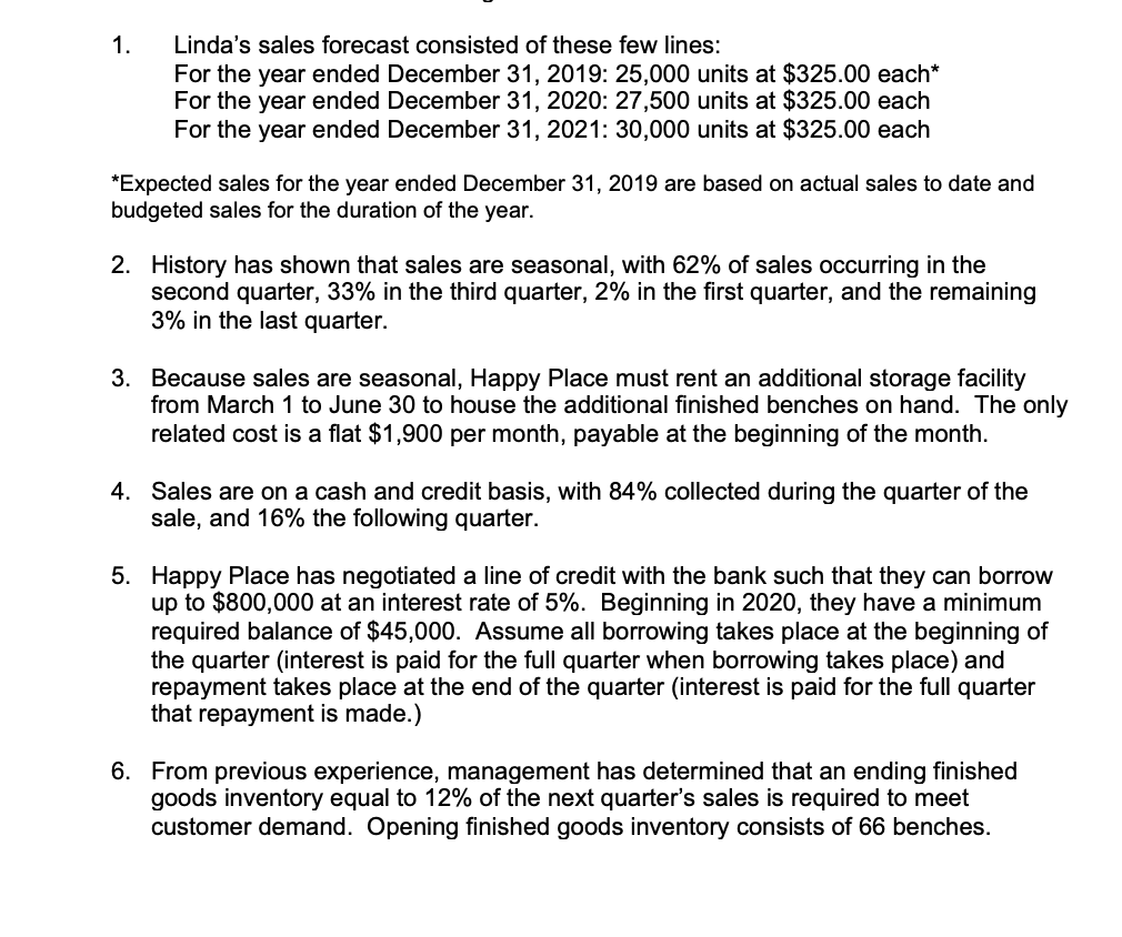 Please answer #1 only Prepare a quarterly master budget for Happy Place