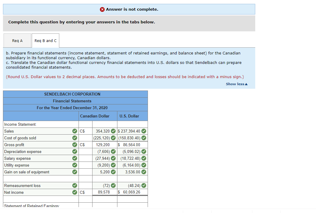 pesos (Ps) and a general ledger in Canadian dollars (C\$). As of