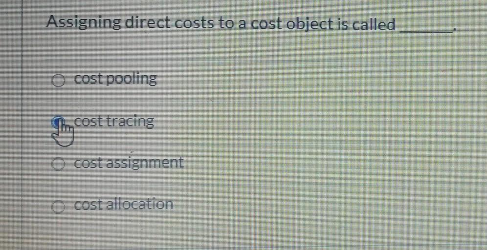 Assighinsdirectcosts to a cost objectiS calle&3Z