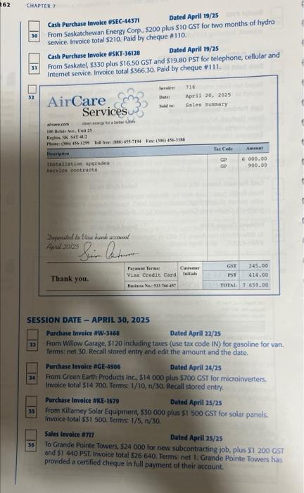 chapter. 6 1 2 NTS Sales Invoice #710 Dated April 1/25 To