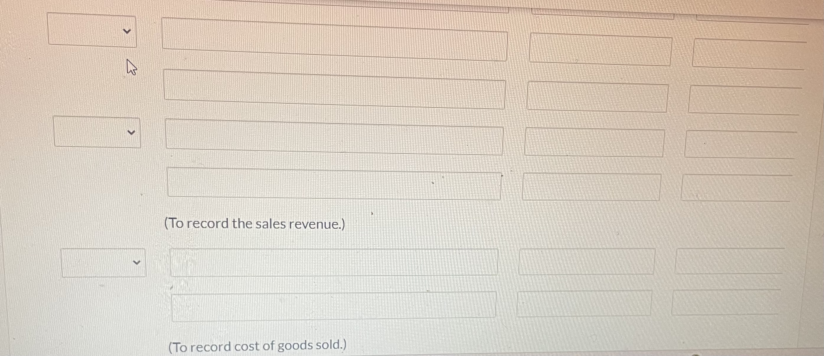 entries.) (To record the sales revenue.) /50 (To record the sales revenue.)