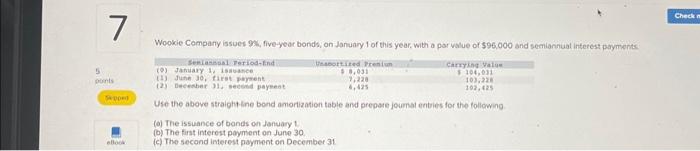 lasuance of bonds on January 1 . (b) The first incerest payment